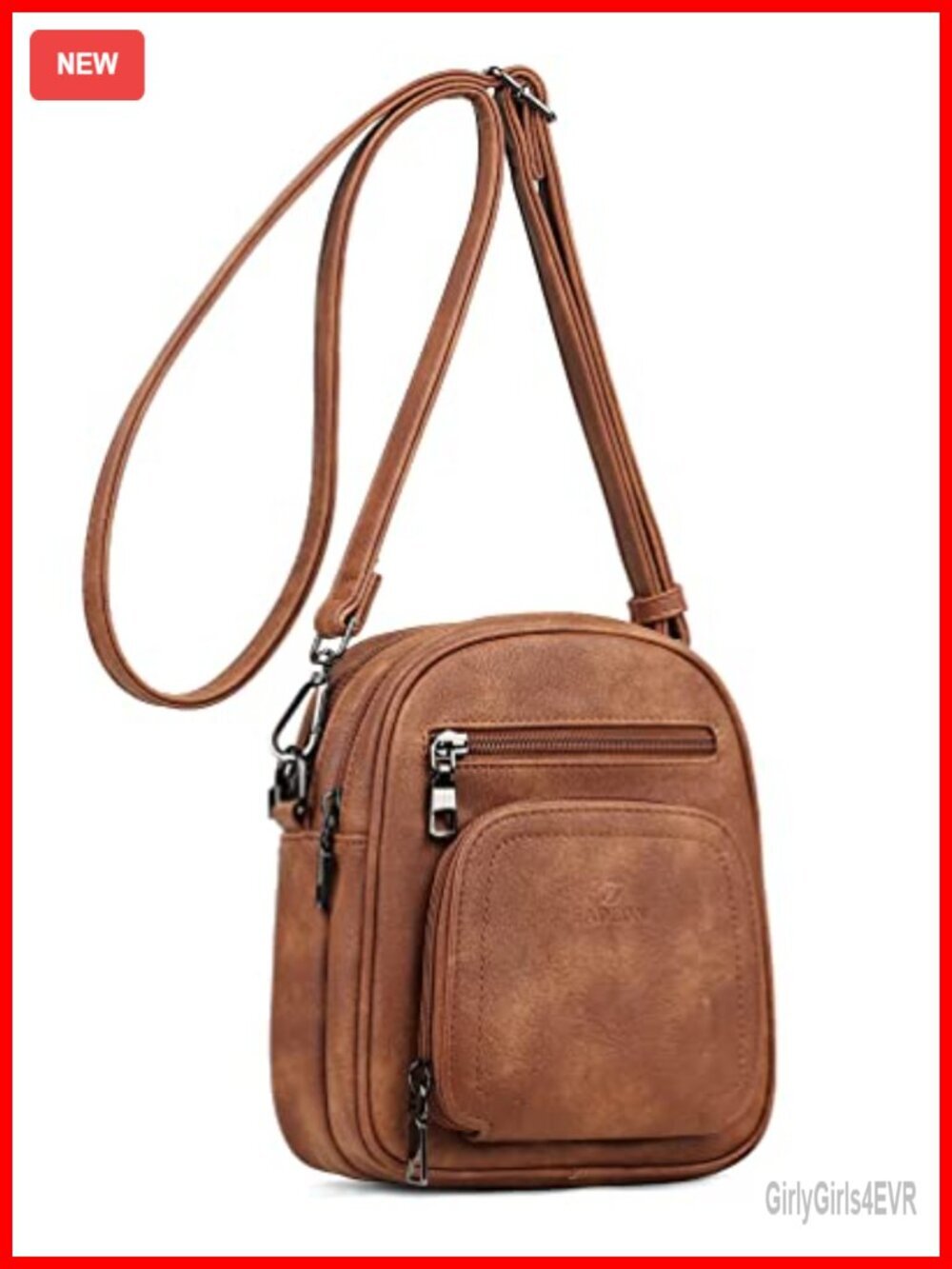 Faux Leather Mini Crossbody Bag Purse with Card Slots & Adjustable Strap